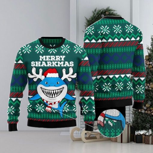Merry Sharkmas Men And Women Christmas Gift 3D Ugly Christmas Sweater