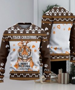 Merry Tiger Paw Ugly Christmas Sweater Knitted Gift For Men And Women