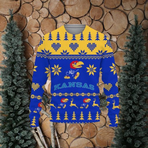 Merry Ugly Christmas Sweater Funny Kansas Jayhawks Unisex Gifts For Fan Merry