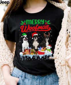 Merry Woofmas Christmas Boston Terrier Dog Lover Xmas Gift Toddler T Shirt