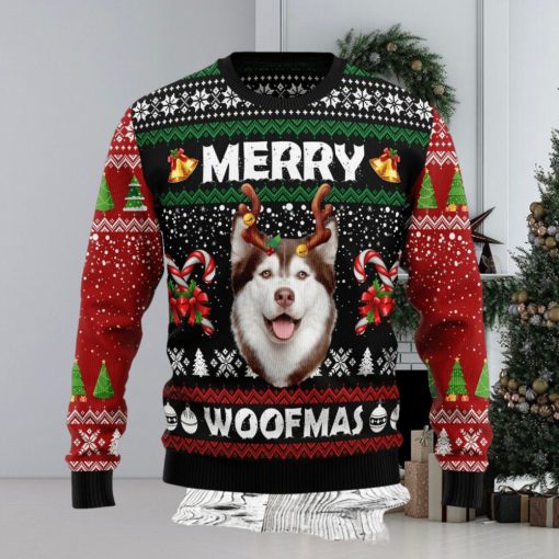 Merry Woofmas Husky Unisex Womens & Mens, Couples Matching, Funny Family Ugly Christmas Holiday Sweater Gifts