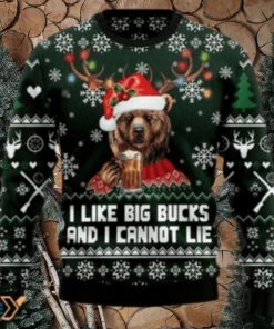 Merry Xmas Bear Hunting And Beer I Like Big Bucks And I Cannot Lie Gift For Christmas Party Ugly Christmas Sweater