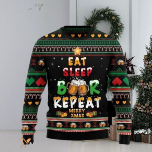 Merry Xmas Eat Sleep Beer And Repeat Awesome Gift For Christmas Ugly Christmas Sweater