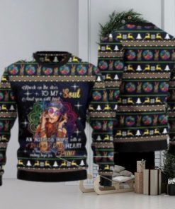 Merry Xmas Hippie Girl Wool Knock On The Door To My Soul And You Will Find Vintage Ugly Christmas Sweater