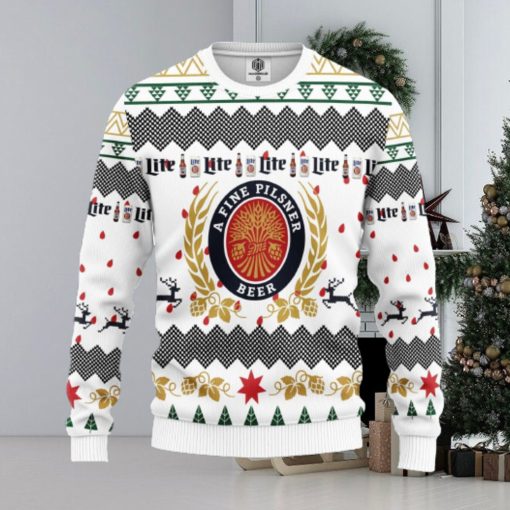 Merry Xmas Miller Lite Beer AOP Print Christmas Ugly Sweater For Men Women