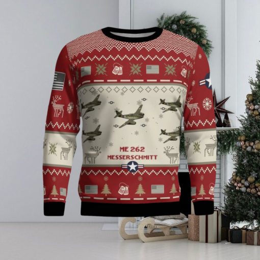 Messerschmitt Me 262 Aircraft Ugly Christmas Sweater 2023 Veteran Christmas Gift Red Sweater