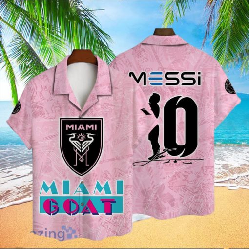 Messi Goat Inter Miami Pattern AOP Short Sleeve 3D Hawaiian Shirt Summer Gift