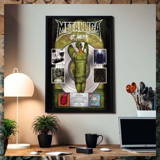 Metallica St. Anger 20 Years Of Anger Platinum Award Plaque Unsigned Version Custom Name Home Decor Poster Canvas