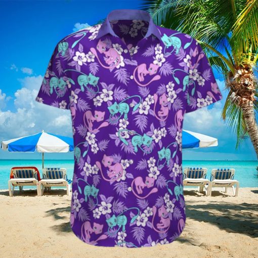 Mew Pokemon Hawaiian Shirt Palm Leaves Pattern Summer Beach Trip Gift