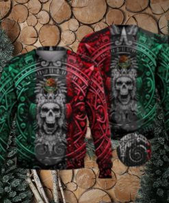 Mexican Ancient Aztec Warrior Skull 3D Full Print Ugly Sweater Christmas Gift Sweater