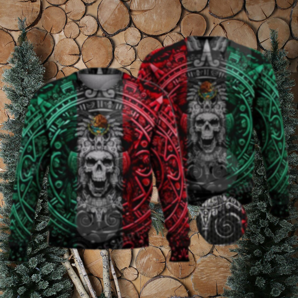 Mexican Ancient Aztec Warrior Skull 3D Full Print Ugly Sweater Christmas  Gift Sweater - teejeep