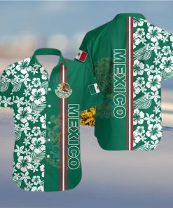 Mexico Coat Of Arms Hibiscus Pattern Hawaiian Shirt