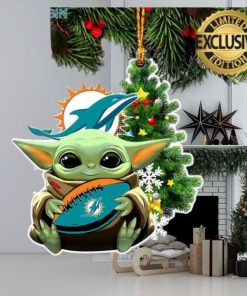 Miami Dolphins Baby Yoda NFL Christmas Tree Decorations Ornament