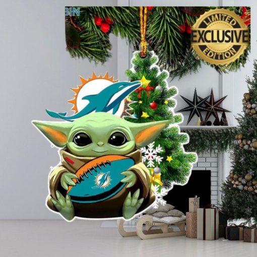 Miami Dolphins Baby Yoda NFL Christmas Tree Decorations Ornament