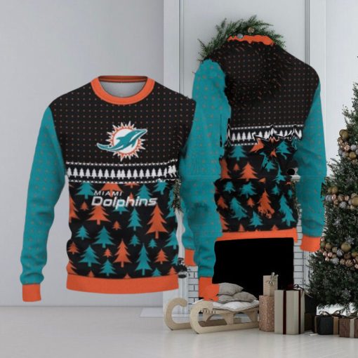 Miami Dolphins Christmas Pattern Ugly Christmas Sweater Freezing AOP Gift For Fans