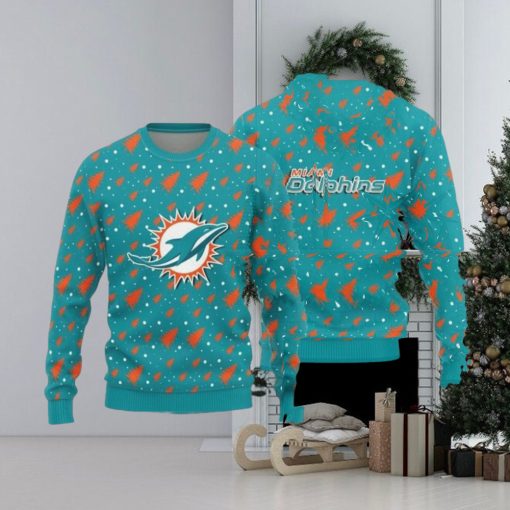 Miami Dolphins Christmas Pine Tree Patterns Pattern Knitted Ugly Christmas Sweater AOP Gift For Men And Women