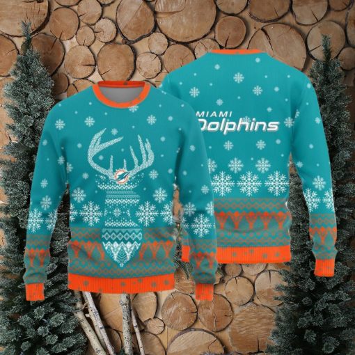 Miami Dolphins Christmas Reindeer Knitted Sweater