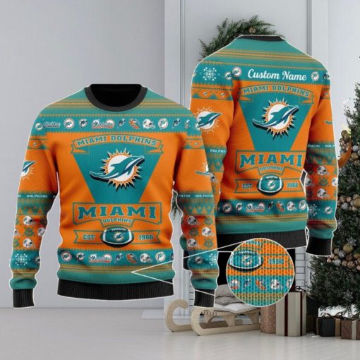 Miami Dolphins Football Team Custom Ugly Christmas Sweater