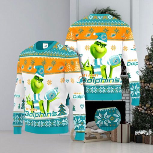 Miami Dolphins Grinch Ugly Christmas Sweater Xmas 3D Printed Christmas Sweater Gift