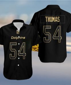 Miami Dolphins Hawaiian Shirt Black Golden Zach Thomas 54