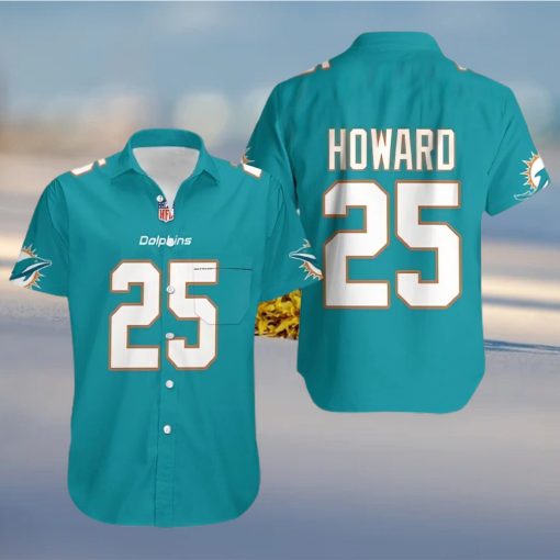 Miami Dolphins Hawaiian Shirt  Blue Xavien Howard 25  Hawaiian Style Shirt