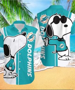 Miami Dolphins Hawaiian Shirt, Snoopy Graphic, Tropical Print Shirt