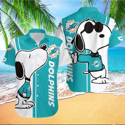 Miami Dolphins Hawaiian Shirt, Snoopy Graphic, Tropical Print Shirt