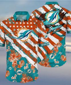 Miami Dolphins Hawaiian Shirt Tropical Flowers Unique Hawaiian Shirt