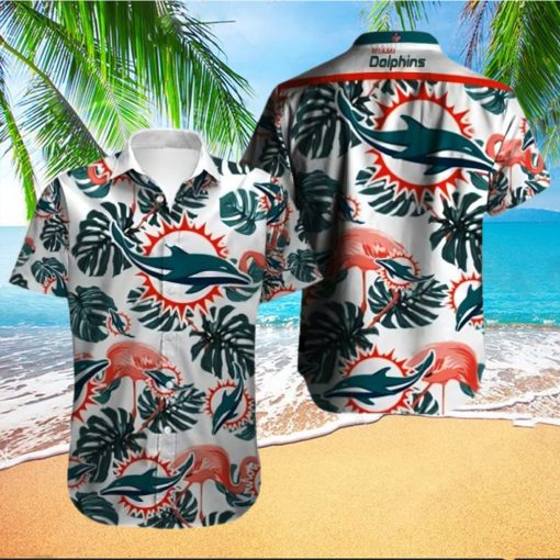 Miami Dolphins Hawaiian Shirt, Tropical Leaves, Cheap Hawaiian Shirt