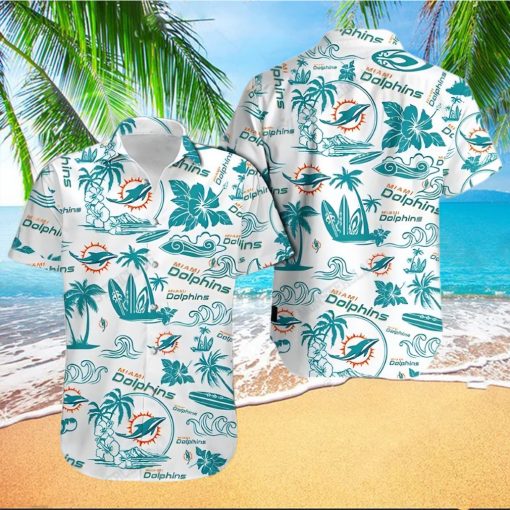 Miami Dolphins Hawaiian Shirt, Tropical Pattern, Tropical Print Shirt