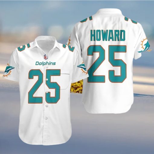 Miami Dolphins Hawaiian Shirt  White Xavien Howard 25