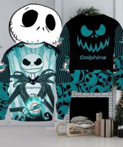 Miami Dolphins Jack Skellington Reindeer Christmas Ugly Sweater Halloween For Men And Women