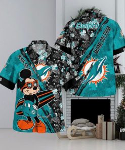 Miami Dolphins Mickey Mouse Floral Short Sleeve Hawaii Shirt