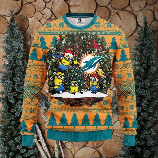 Miami Dolphins Minion Christmas Ugly Sweater