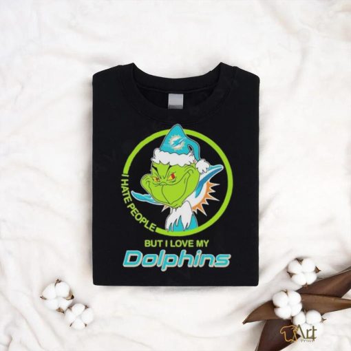 Miami Dolphins NFL Christmas Grinch Santa I Hate People But I Love My Dolphins shirt