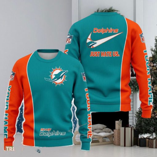 Miami Dolphins NFL Just Hate Us Personalized For Fans Sweater New