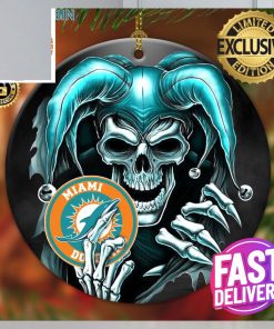 Miami Dolphins NFL Skull Joker Custom Name 2023 Holiday Gifts Christmas Decorations Ornament