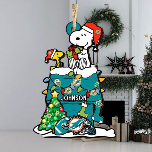 Miami Dolphins NFL Snoopy Ornament Personalized Christmas 2023 Holidays