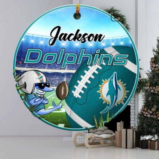 Miami Dolphins Nfl Fans Christmas Ornament Custom Name Christmas
