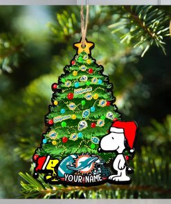 Miami Dolphins Personalized Your Name Snoopy And Peanut Ornament Christmas Gifts For NFL Fans SP161023148ID03