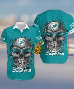 Miami Dolphins Skull Carved Halloween Hawaiian Shirt Gift Men Women