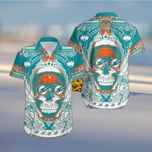 Miami Dolphins Skull Diamon Hawaiian Shirt Gift For Halloween