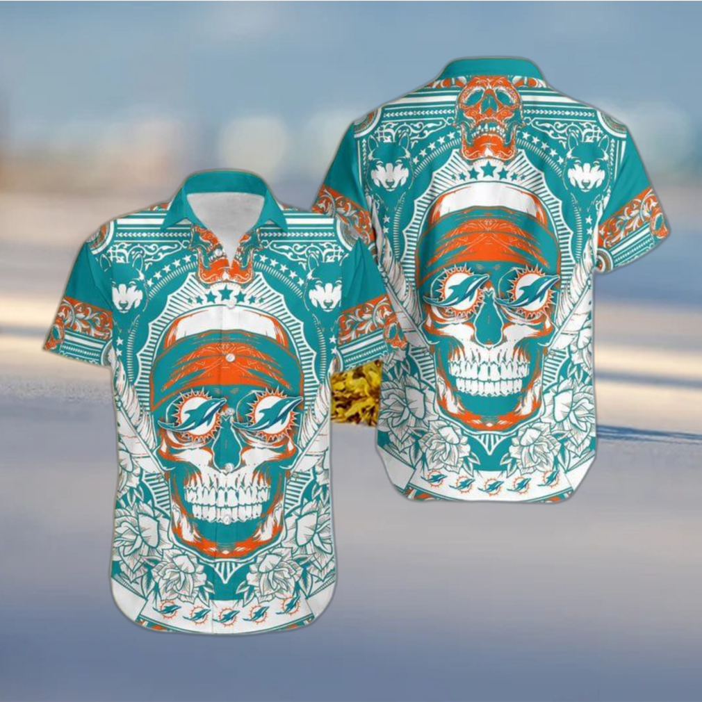 Miami Dolphins Skull Diamon Hawaiian Shirt Gift For Halloween - Limotees