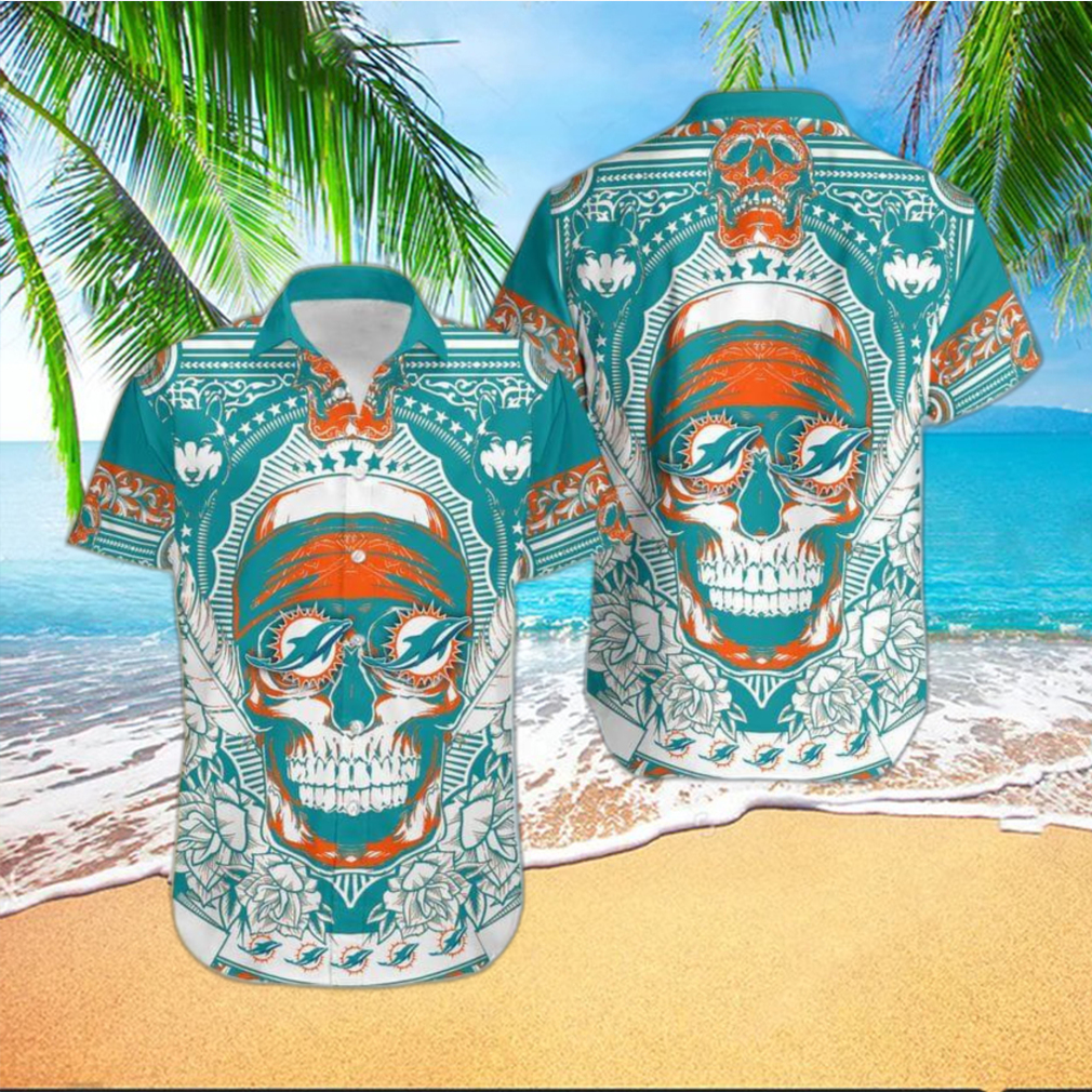 Miami Dolphins Skull Carved Halloween Hawaiian Shirt Gift Men Women -  Limotees