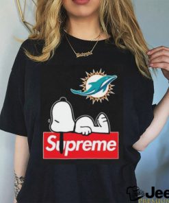 Miami Dolphins Snoopy Taking A Rest On Top Of Supreme Shirt