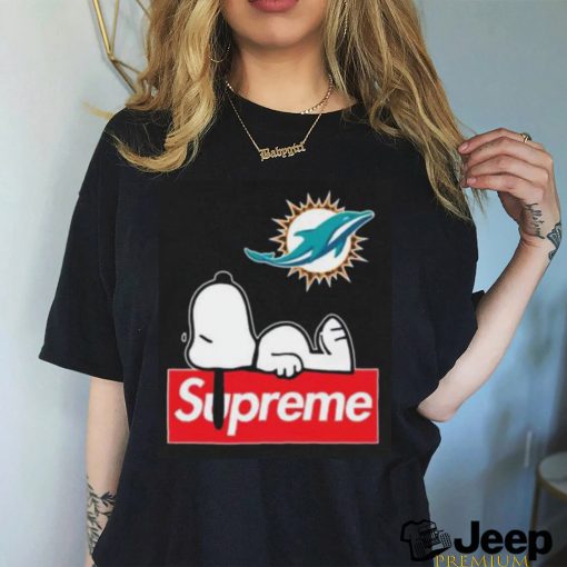 Miami Dolphins Snoopy Taking A Rest On Top Of Supreme Shirt