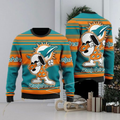Miami Dolphins Snoppy Christmas Knitted Sweater For Men And Women