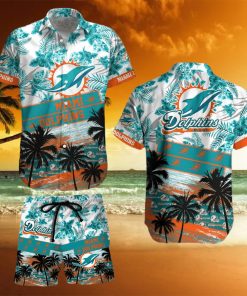 Miami Dolphins Tropical Hibiscus Coconut Pattern Hawaiian Shirt And Shorts Summer Gift hawaiian shirt