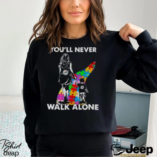 Miami Dolphins You’ll Never Walk Alone Mom And Son Autism T Shirt