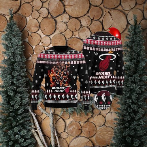 Miami Heat Basketball Team Ugly Christmas Sweater Perfect Holiday Gift